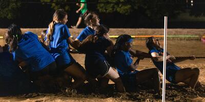 mud volleyball f21 blue shirts