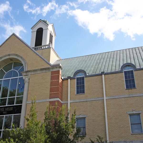 Front entrance of Cyril Miller Hall